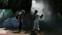 Brumisation dans un parc de Pantin en Seine-Saint-Denis, au nord-est de Paris, le 28 juin 2026