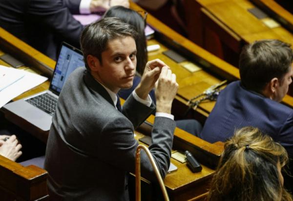 Le député et président du groupe Ensemble pour la République à l'Assemblée Gabriel Attal, le 20 janvier 2025 dans l'hémicycle à Paris 