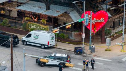 Vue aérienne du bar Buford's, à Austin, au Texas, le 1er mars 2026