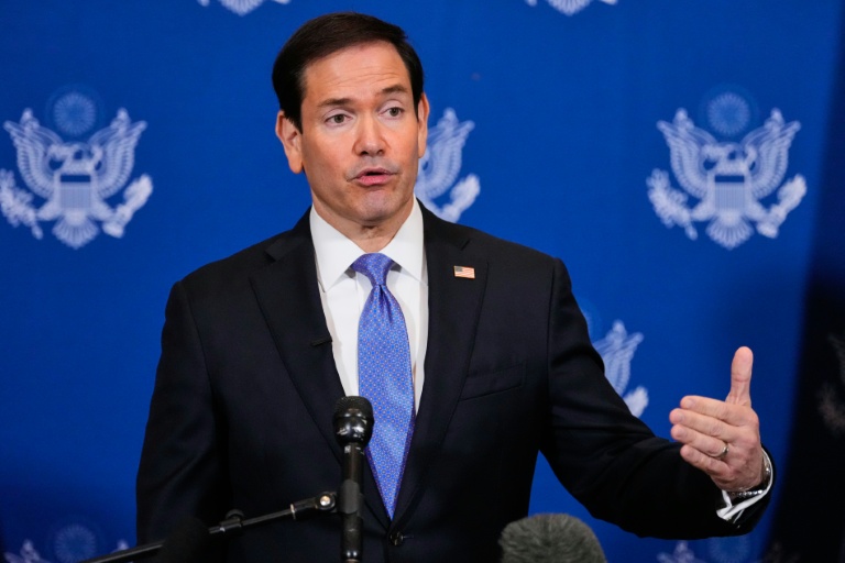 Le secrétaire d'Etat américain Marco Rubio lors d'un point presse après une rencontre avec le ministre russe des Affaires étrangères Sergueï Lavrov en marge de la 81e Assemblée générale des Nations unies à New York, le 23 septembre 2026