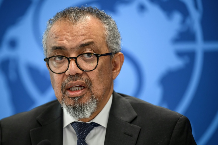 Le directeur général de l'OMS Tedros Adhanom Ghebreyesus lors d'une conférence de presse à Genève,le 20 mai 2026 en Suisse