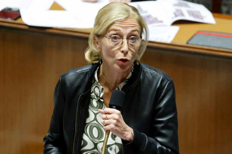Charlotte Caubel, alors secrétaire d'Etat à l'Enfance, s'exprime à l'Assemblée nationale le 14 novembre 2023 à Paris