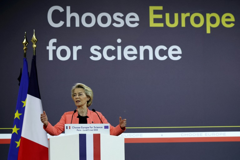 La présidente de la Commission européenne Ursula von der Leyen lors de la conférence