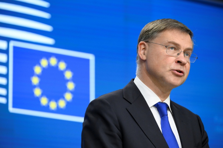 Le commissaire européen à l'Economie, Valdis Dombrovskis, au siège de la Commission européenne le 20 janvier 2026.