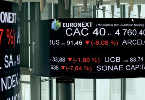 La salle de contrôle d'Euronext, société qui gère la Bourse de Paris