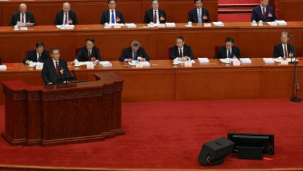 Le Premier ministre chinois Li Qiang lors du grand événement annuel dit des Deux sessions, à Pékin, le 5 mars 2026