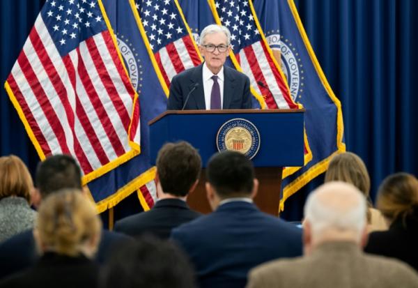 Le président de la Fed, Jerome Powell, lors d'une conférence de presse à Washington, le 28 janvier 2026