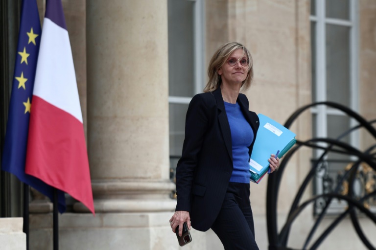 La ministre de la Transition écologique, Agnès Pannier-Runacher, à la sortie de l'Elysée, le 15 mai 2025