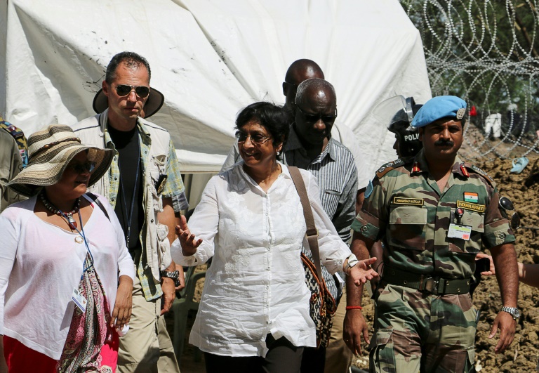 Navi Pillay, alors Haute-Commissaire aux droits de l'homme à l'ONU, en mission au Soudan du Sud le 29 avril 2014