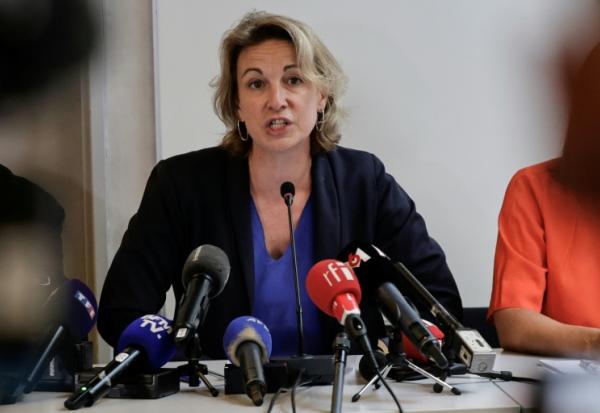 La secrétaire générale de la CFDT Marylise Léon, lors d'une conférence de presse organisée par l'intersyndicale CFDT, CGT, FO, CFE-CGC, CFTC, Unsa, Solidaires, FSU, Paris, le 29 août 2025