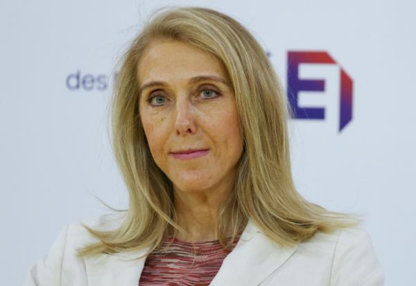 La présidente de Radio France, Sibyle Veil, lors de l'université d'été du Medef, Paris, le 27 août 2026