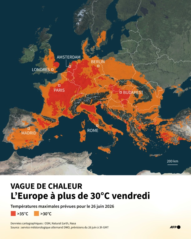 Vague de chaleur : l'Europe à plus de 30°C vendredi 26 juin