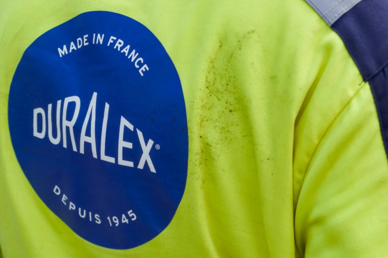 Logo de l'entreprise à l'usine Duralex de La Chapelle-Saint-Mesmin, près d'Orléans (Loiret) le 31 juillet 2024.