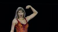La chanteuse américaine Taylor Swift sur scène à Miami Gardens, en Floride, le 18 octobre 2024