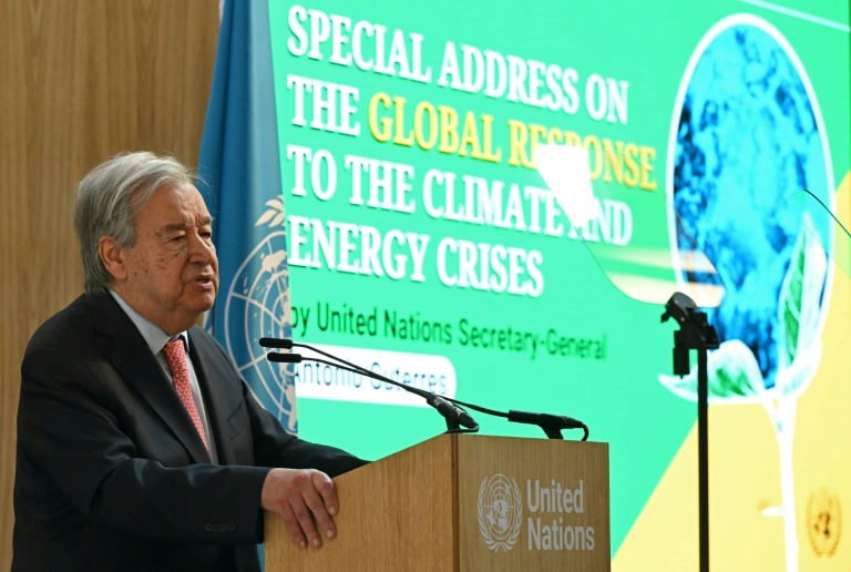 Le secrétaire général de l'ONU, Antonio Guterres, lors d'un discours à la London Climate Action Week à Londres, le 23 juin 2026