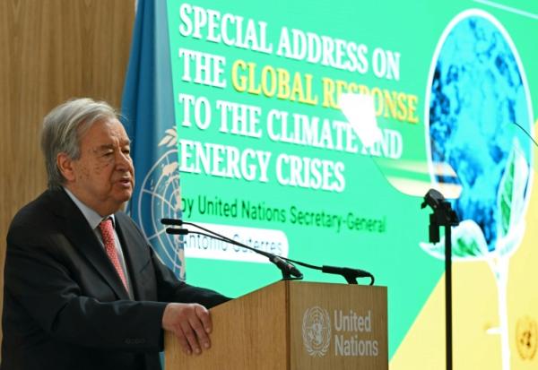Le secrétaire général de l'ONU, Antonio Guterres, lors d'un discours à la London Climate Action Week à Londres, le 23 juin 2026