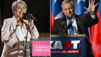 Montage photos du 11 décembre 2025 montrant la candidate de gauche à la présidentielle chilienne Jeannette Jara et son rival d’extrême droite José Antonio Kast 