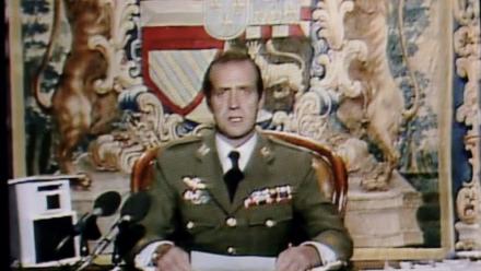 Le roi Juan Carlos s'adresse à la nation, condamnant la tentative de coup d'Etat, le 24 février 1981