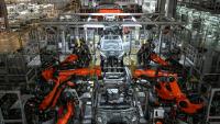 Une chaîne de production de véhicules électriques dans une usine du constructeur automobile chinois NIO à Hefei, dans la province d'Anhui, dans l'est de la Chine, le 24 septembre 2025