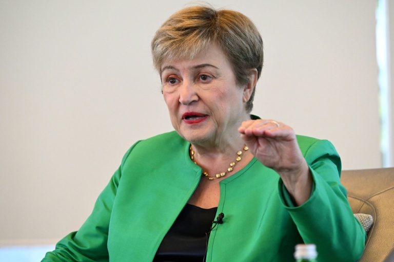 Kristalina Georgieva, directrice générale du Fonds monétaire international (FMI), lors d'un entretien avec l'AFP à Singapour, le 7 octobre 2026. 