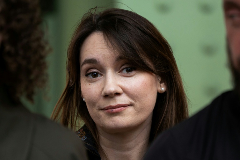 La chroniqueuse russe pro-Kremlin Xenia Fedorova à Paris, le 12 avril 2025
