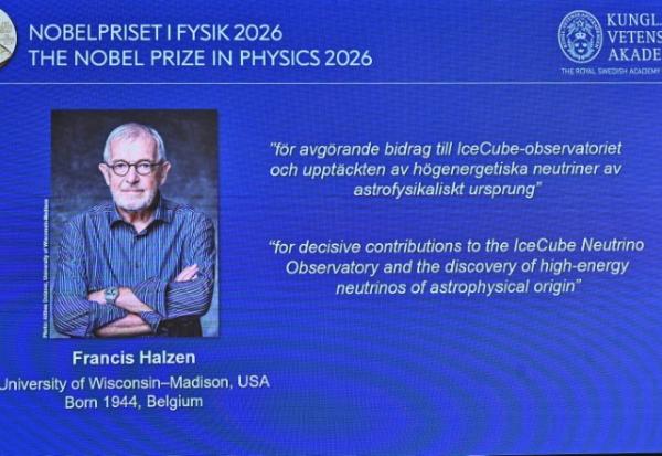 Une photo du lauréat du prix Nobel de Physique, édition 2026, Francis Halzen, à Stockholm, le 6 octobre 2026