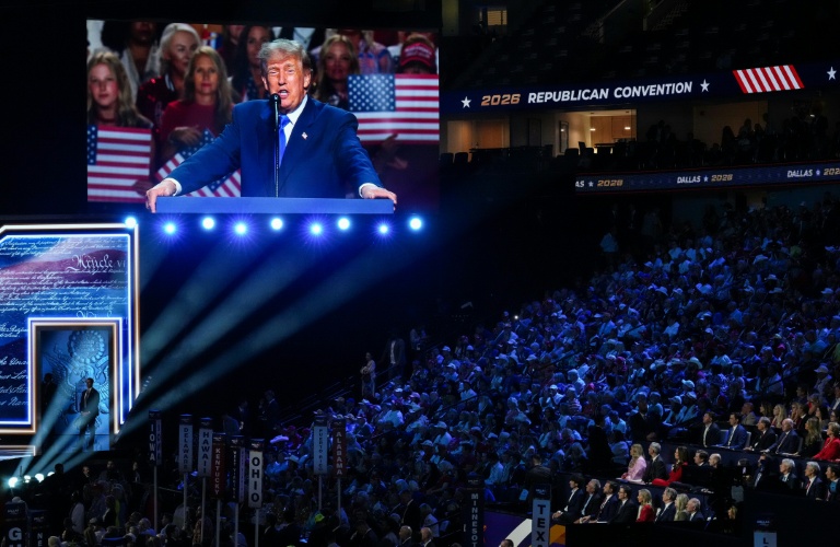 Le président américain Donald Trump s'exprime lors d'une convention républicaine, le 9 septembre 2026 à Dallas aux Etats-Unis