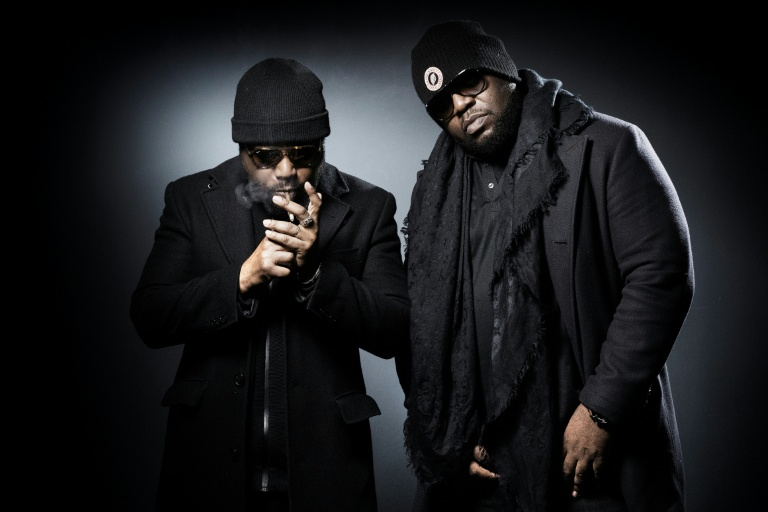 Les membres d'Arsenik Lino et Calbo (D) à Paris le 30 janvier 2018