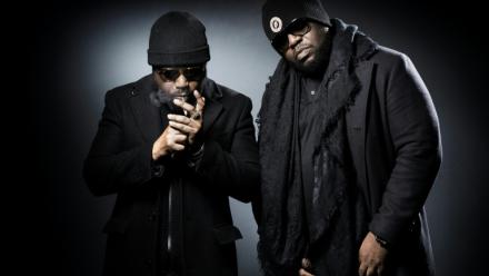 Les membres d'Arsenik Lino et Calbo (D) à Paris le 30 janvier 2018