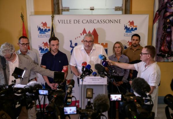 Le maire de Carcassonne Christophe Barthes donne une conférence de presse à Carcassonne le 9 septembre 2026