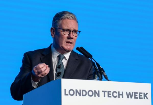 Le Premier ministre britannique Keir Starmer lors d'un discours à l'ouverture de la Tech Week à Londres, le 9 juin 2025