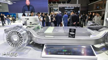 Une batterie de CATL au festival de l'automobile de Shanghai, le 24 avril 2025