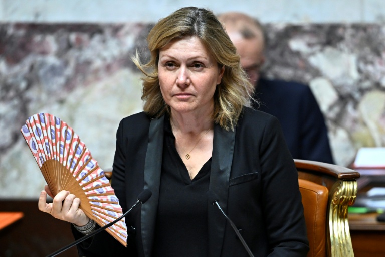 La présidente de l'Assemblée nationale Yaël Braun-Pivet, lors d'une séance de questions au gouvernement, le 7 avril 2026 à Paris 