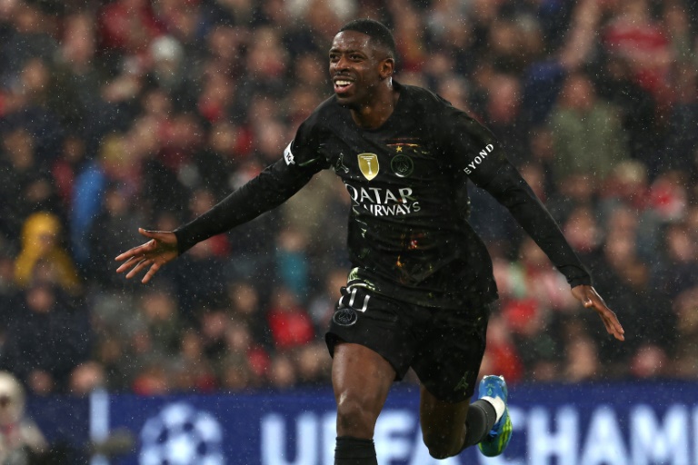 Ousmane Dembélé auteur du but de la victoire pour le PSG à Liverpool, le 14 avril 2026