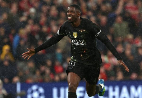 Ousmane Dembélé auteur du but de la victoire pour le PSG à Liverpool, le 14 avril 2026