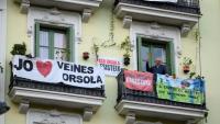 Un immeuble sous le coup d'une procédure d'éviction de ses occupants, à Barcelone, en Espagne, le 31 janvier 2025