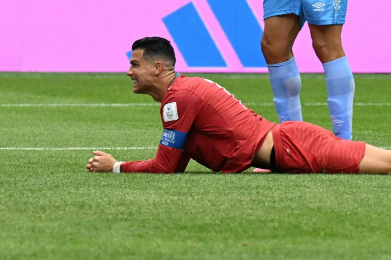 La star portugaise Cristiano Ronaldo grimace lors du match contre la République démocratique du Congo, au Mondial-2026, le 17 juin 2026 à Houston