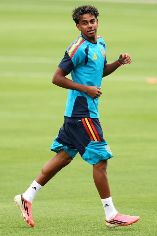 Lamine Yamal, l'attaquant de l'Espagne, lors d'une séance d'entraînement de son équipe, à Inglewood (Californie), le 1er juillet 2026