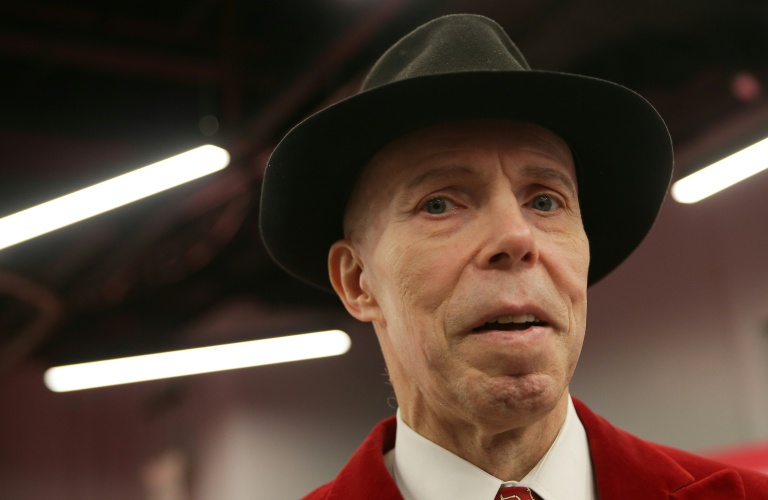 L'anatomiste allemand et inventeur de la technique de plastination Gunther von Hagens, lors de l’ouverture du musée Body Worlds à Londres, le 4 octobre 2018