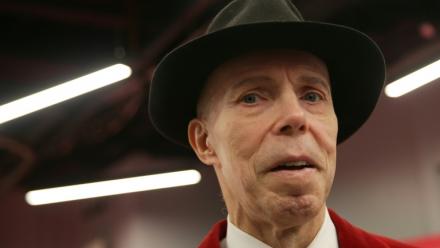 L'anatomiste allemand et inventeur de la technique de plastination Gunther von Hagens, lors de l’ouverture du musée Body Worlds à Londres, le 4 octobre 2018
