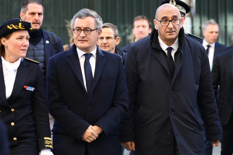 Gérald Darmanin (c) et Laurent Nuñez (d), à Marseille le 20 novembre 2025