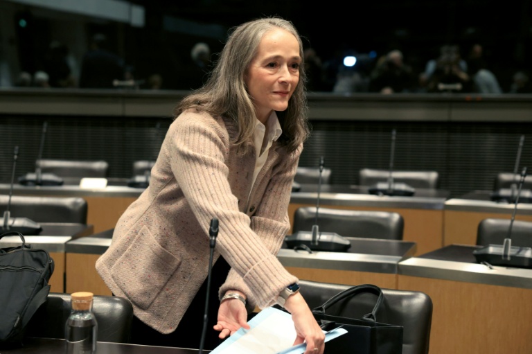 La présidente de France Télévisions, Delphine Ernotte Cunci, devant la commission d'enquête parlementaire sur l'audiovisuel public à l'Assemblée nationale à Paris le 10 décembre 2025