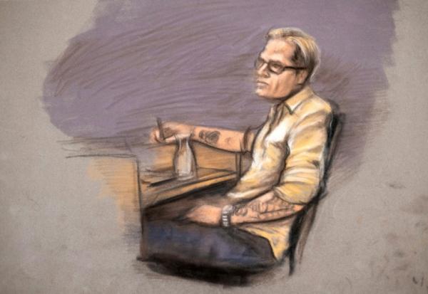 Croquis d'audience représentant Marius Borg Høiby, fils de la princesse héritière de Norvège Mette-Marit, au premier jour de son procès au tribunal d'instance d'Oslo, le 4 février 2026