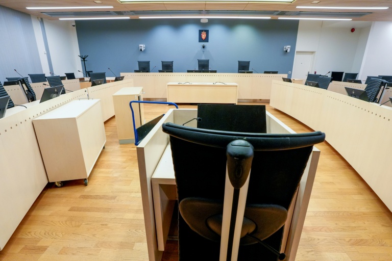 
La salle 250 du tribunal d'Oslo, le 2 février 2026, où débutera le procès de Marius Borg Hoiby, fils de la princesse héritière Mette-Marit de Norvège, le 3 février