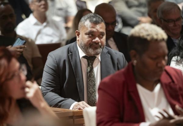 Milakulo Tukumuli, du parti Éveil océanien, à Nouméa en Nouvelle-Calédonie, le 31 juillet 2026