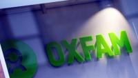 Logo d'Oxfam sur une librairie de Glasgow le 10 février 2018