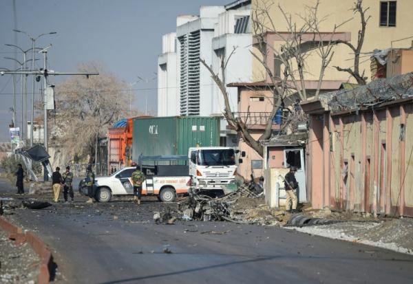 Les forces de sécurité pakistanaises bouclent le 1er février 2026 un quartier à Quetta, la capitale de la province du Baloutchistan, au lendemain d'assauts coordonnés très meurtriers de séparatistes
