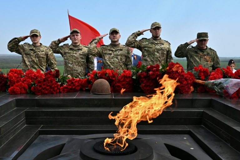 Des soldats russes lors des commémorations de la victoire sur l'Allemagne nazie, le 9 mai 2026 à Moscou
