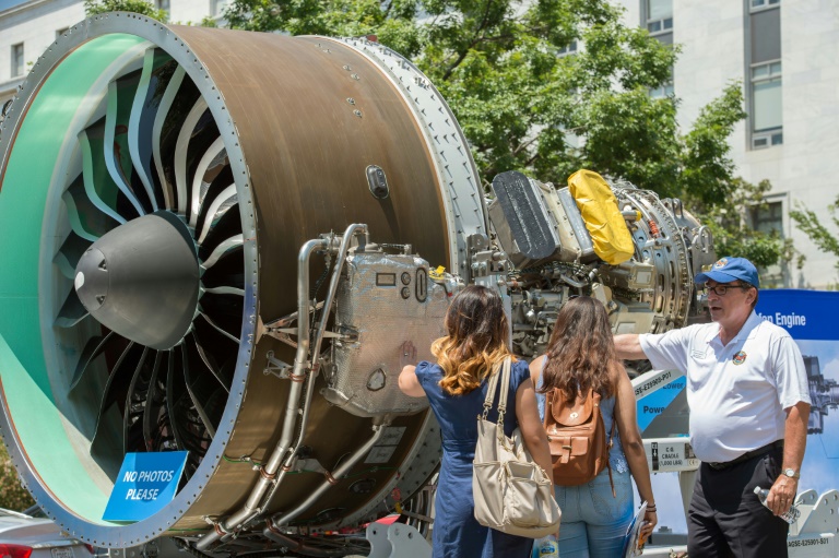 Le moteurs GTF de Pratt & Whitney exposé au Capitol Hille à Wasgington, le 19 juillet 2017