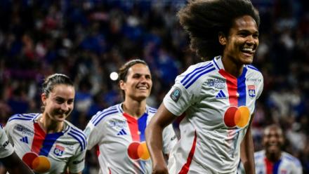 Wendie Renard, autrice du 3e but de Lyon face au PSG, en finale de la Première ligue, le 16 mai 2025 à Décines-Charpieu